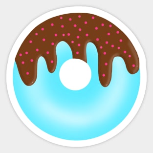 Cute blue donut with melted chocolate Sticker